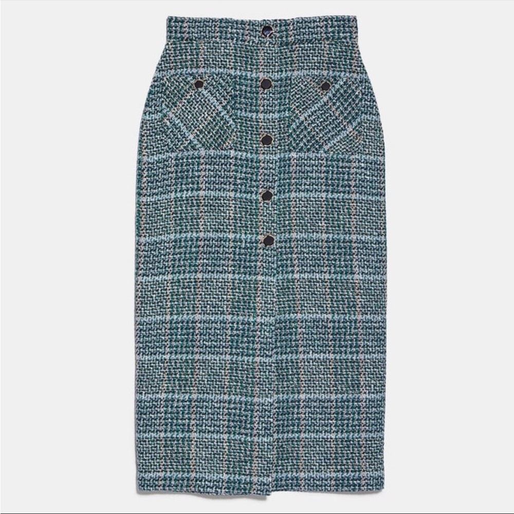 Zara Tweed Pencil MIDI Skirt